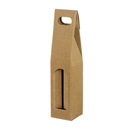 One bottle box with handle tobacco-brown exposed flute 