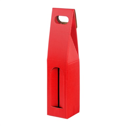 One bottle box with handle red exposed flute 
