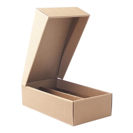 2-bottle folder type box tobacco-brown exposed flute 
