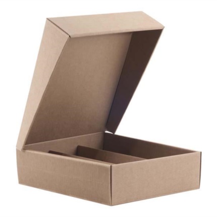 3-bottle folder type box tobacco-brown exposed flute 
