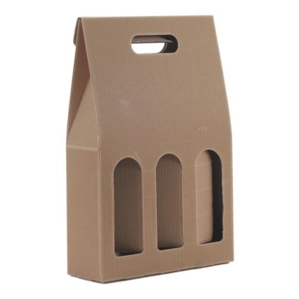 3-bottle box with handle tobacco-brown 