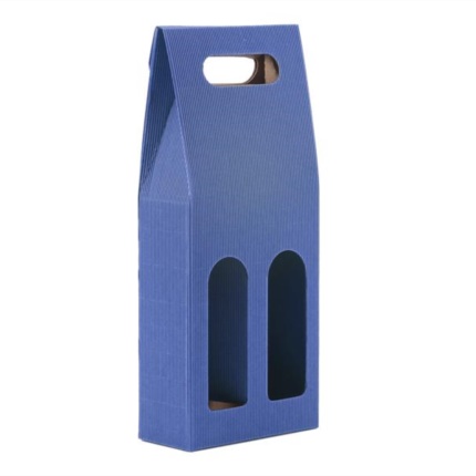 2-bottle box with handle blue 
