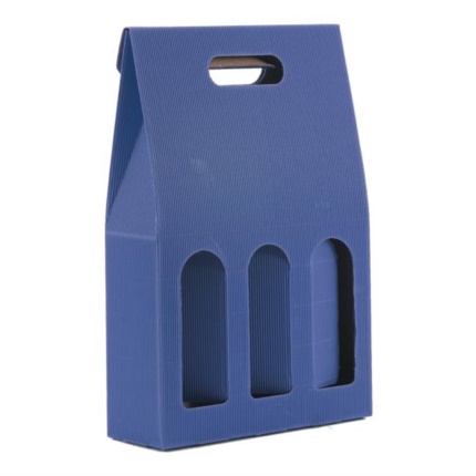 3-bottle box with handle blue 