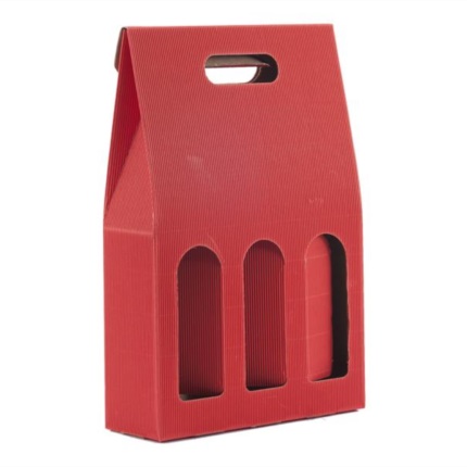 3-bottle box with handle red 