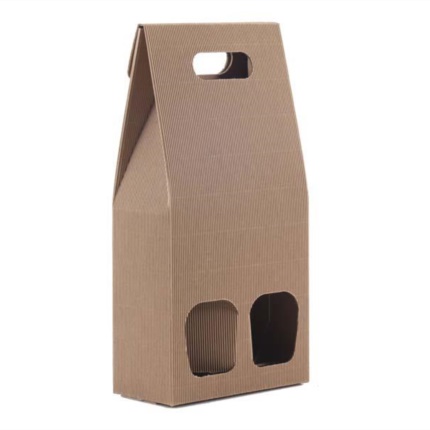 2-bottle box with handle tobacco-brown 