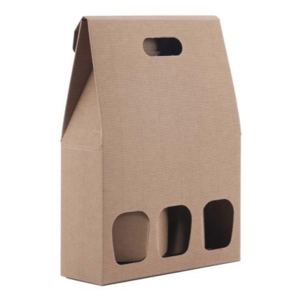 3-bottle box with handle tobacco-brown 
